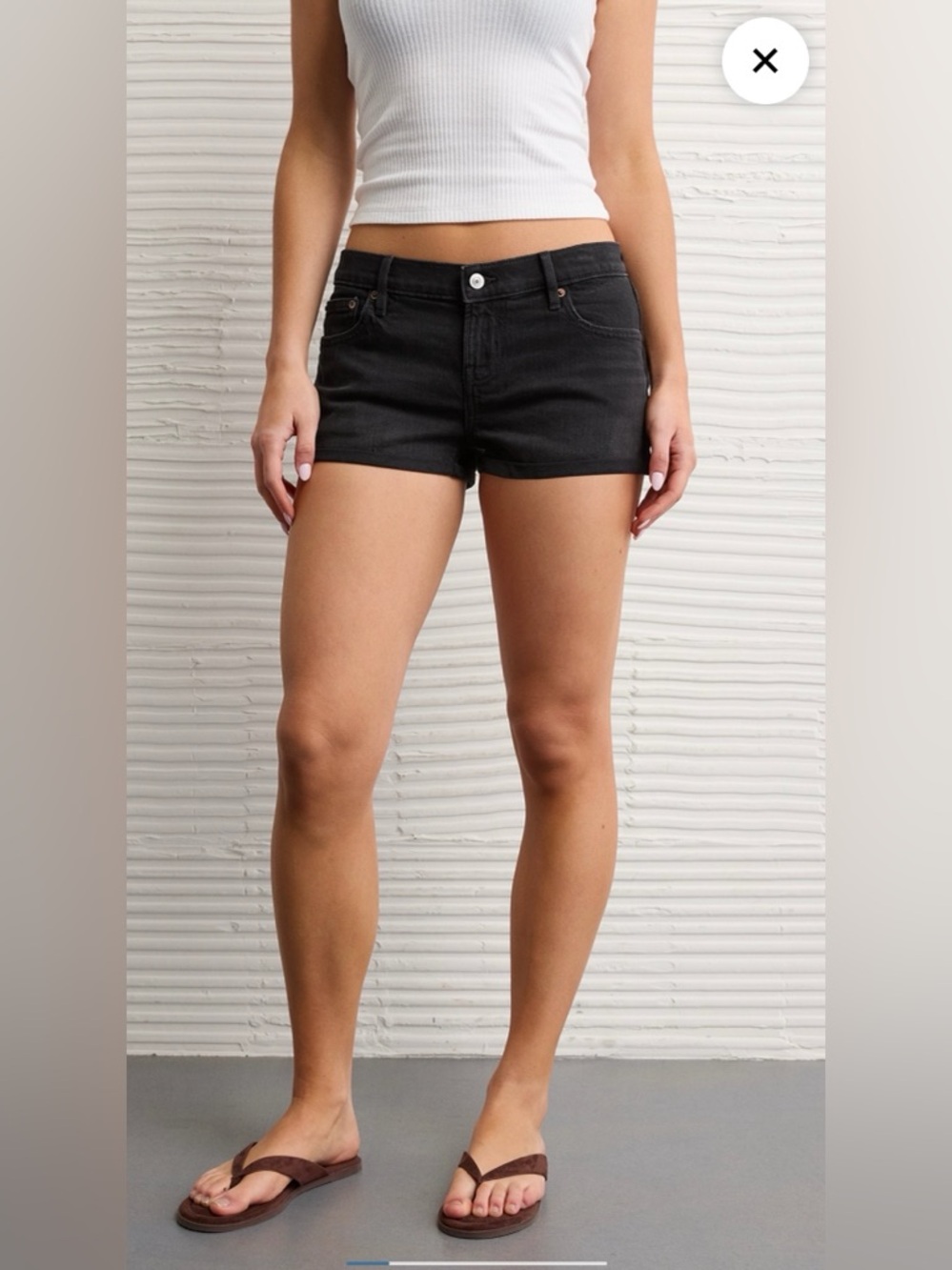 American Eagle Hi-Rise Shortie Black Denim Shorts Size 8 360 Super Stretch EUC